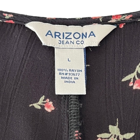 Arizona Jean Co. Black Floral Peplum Blouse Size Large - Picture 7 of 9